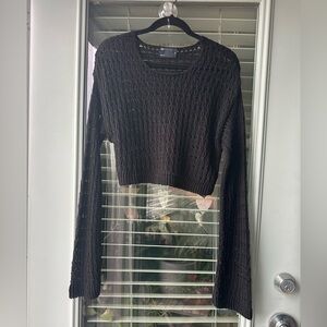 ASOS Design Crochet Knit Black Wide Sleeve Sweater